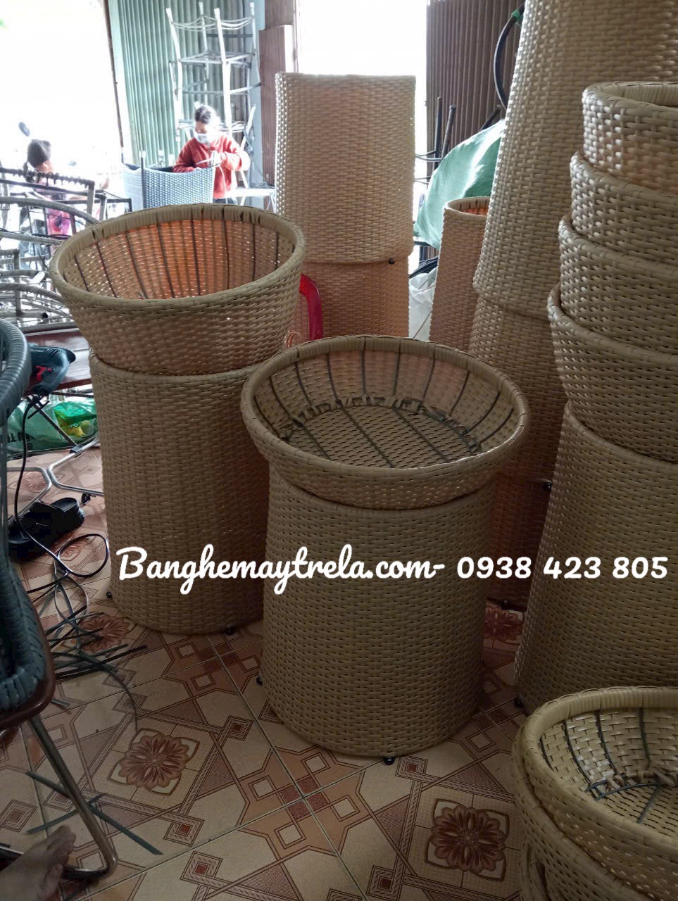 Rổ trưng trái cây giả mây